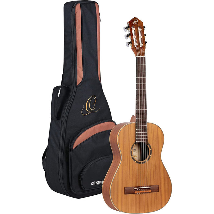 Ortega Guitars R122-1/2 Family Series 1/2 Body Size Nylon 6-String Guitar with Cedar Top, Mahogany/Satin Finish/Natural