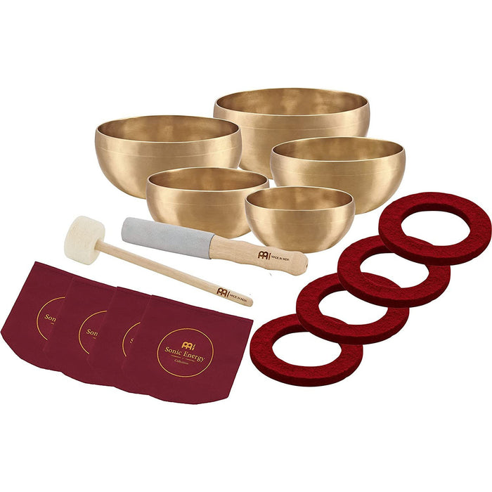 Meinl Sonic Energy SB-U-2950 5-Piece Universal Singing Bowl Set with Resonant Mallet