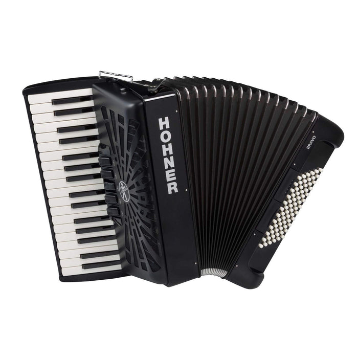 Hohner Bravo III 72 Chromatic Piano Key Accordion - Jet Black