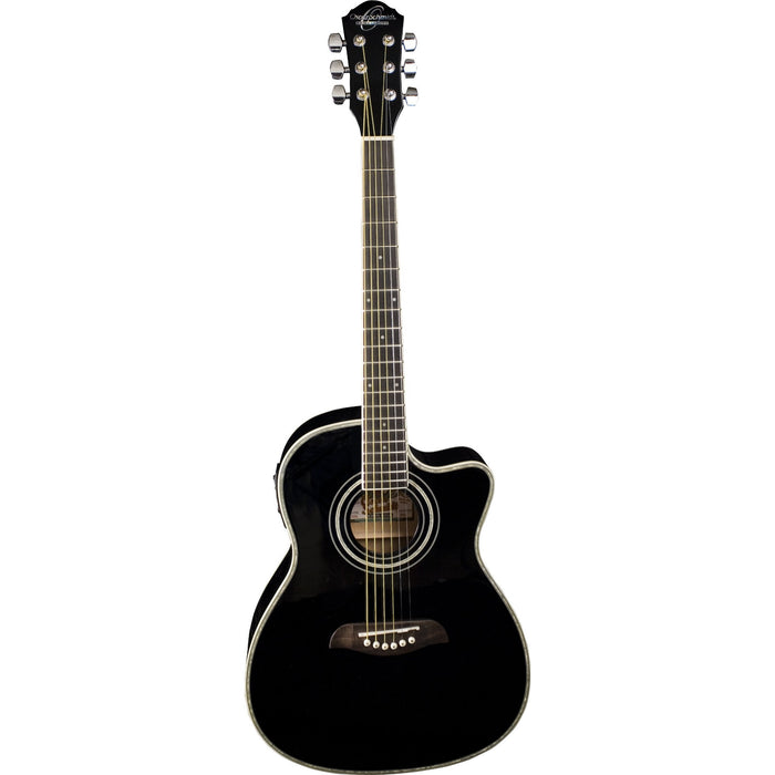 Oscar Schmidt 3/4 Dreadnought Cutaway Acoustic Electric Guitar, Black (OG1CEB-A-U)