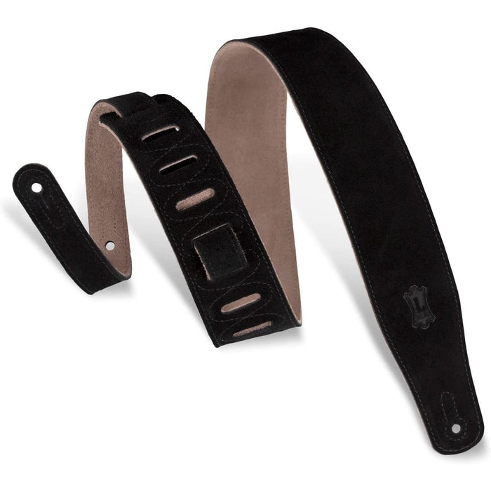 Levy's Leathers MS26-BLK 2.5" Hand-Brushed Suede Guitar Strap, Black