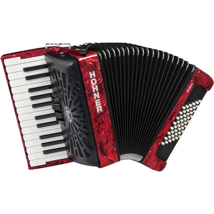 Hohner Bravo II 48 Chromatic Piano Key Accordion - Red (BR48RED)