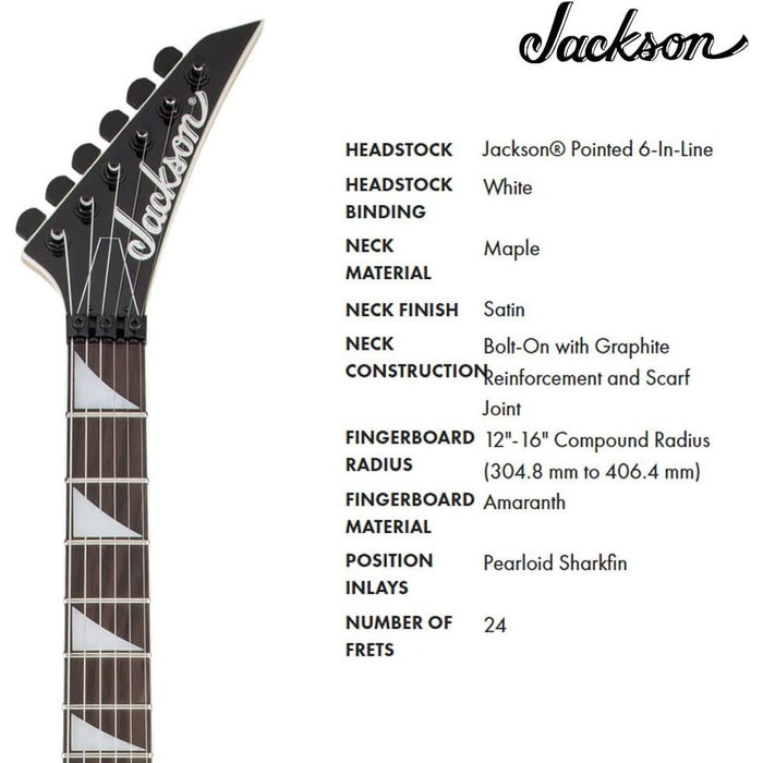 Jackson JS Series Warrior JS32, Amaranth Fingerboard, Black with White Bevels Electric Guitar