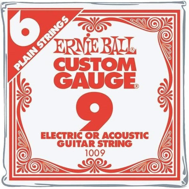 Ernie Ball Nickel Plain Single Guitar String .009 6-Pack