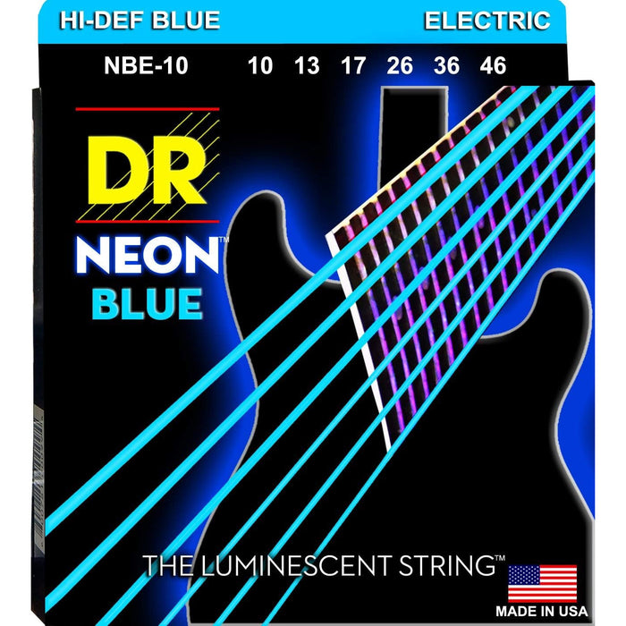 DR Handmade Strings DR Hi-Def Neon Blue Medium Electric Guitar Strings (NBE-10)