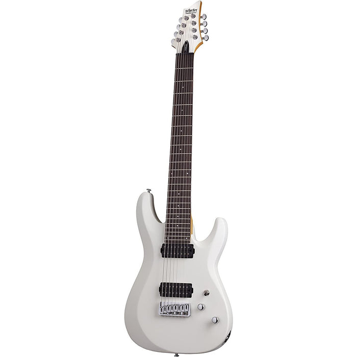 Schecter C-8 DELUXE Satin White 8-String Solid-Body Electric Guitar, Satin White