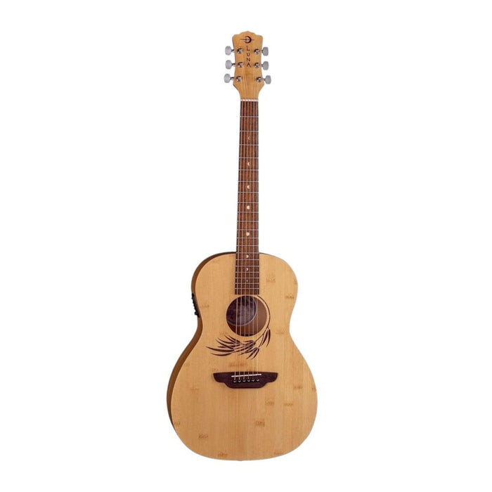 Luna Woodland Bamboo Parlor Acoustic-Electric Guitar, Natural (WL BAMBOO PAR E)