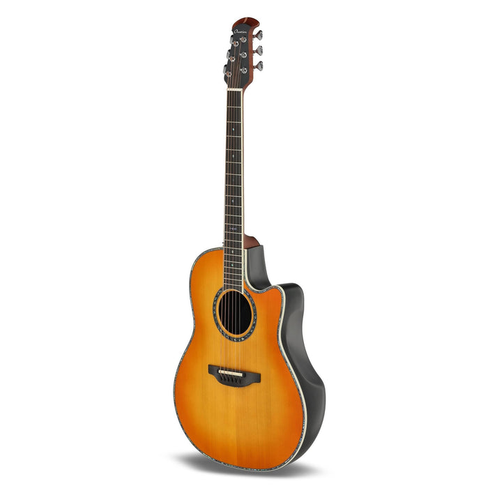 Ovation Electric Acoustic Guitar Pro Series Custom Balladeer - Solid AAA Grade Sitka Spruce Top - Deep Contour Lyrachord Body - Includes 20 mm Soft Case - Honey Burst - 2762BL-HB-G