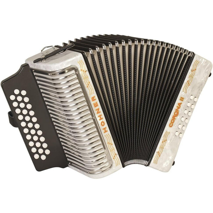 Hohner Corona II Diatonic Accordion in GCF - White (3500GW)