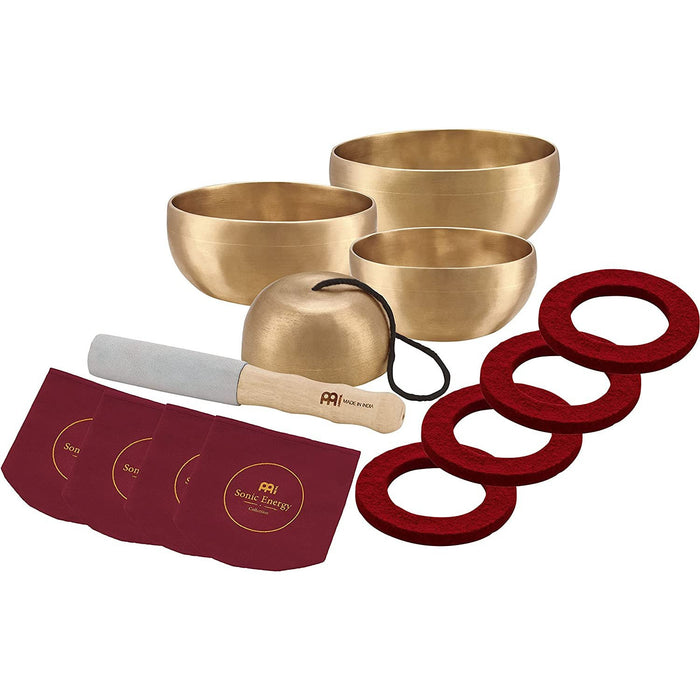 Meinl Sonic Energy SB-U-1750 4-Piece Universal Singing Bowl Set with Resonant Mallet