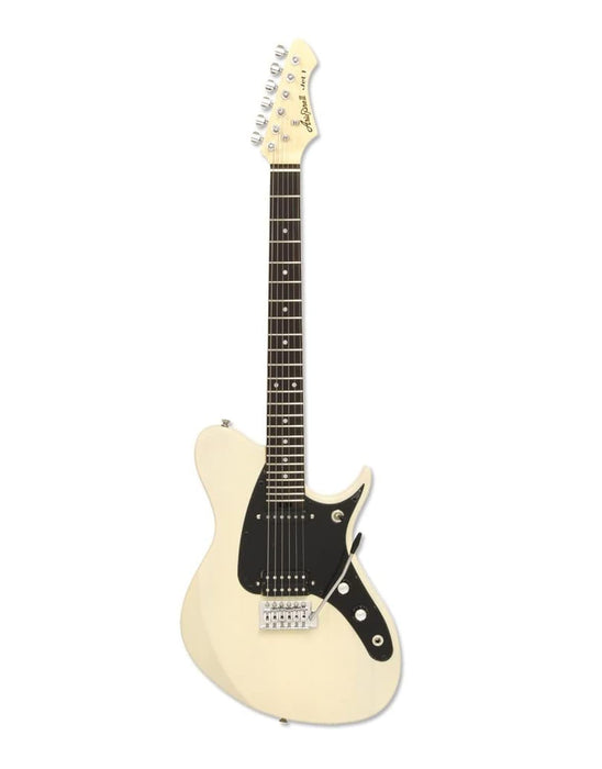 Aria Pro II Electric Gtr-See Through Vintage Whitet-1-SVW With Tuner Snark New Silver String Instruments Tuner (JET-1-SVW)