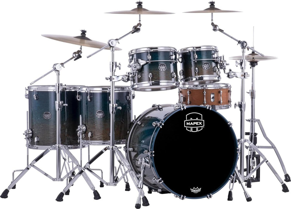 Mapex Saturn Evolution Workhorse 5-piece Shell Pack - Maple & Walnut, Exotic Aegean Fade