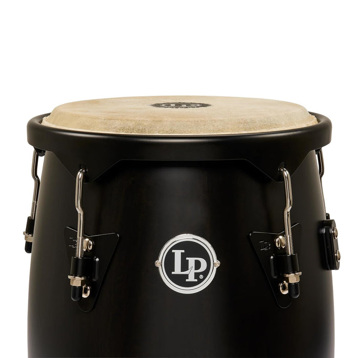 Latin Percussion LP646NYII City II Series Conga Set with Double Stand 10” & 11” Black