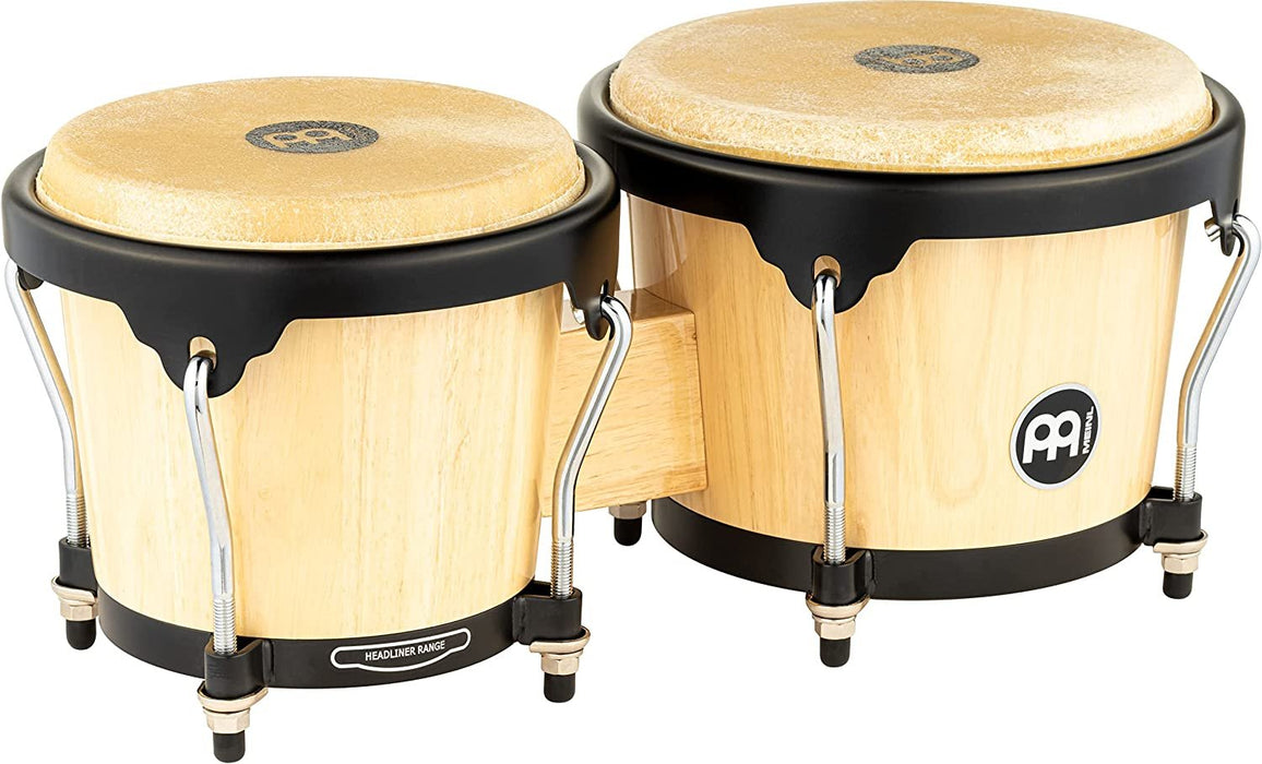 Meinl Percussion Bongos with Rubberwood Stave Shells — NOT Made in China — Natural Buffalo Skin Heads, 2-Year Warranty, (HB100NT)