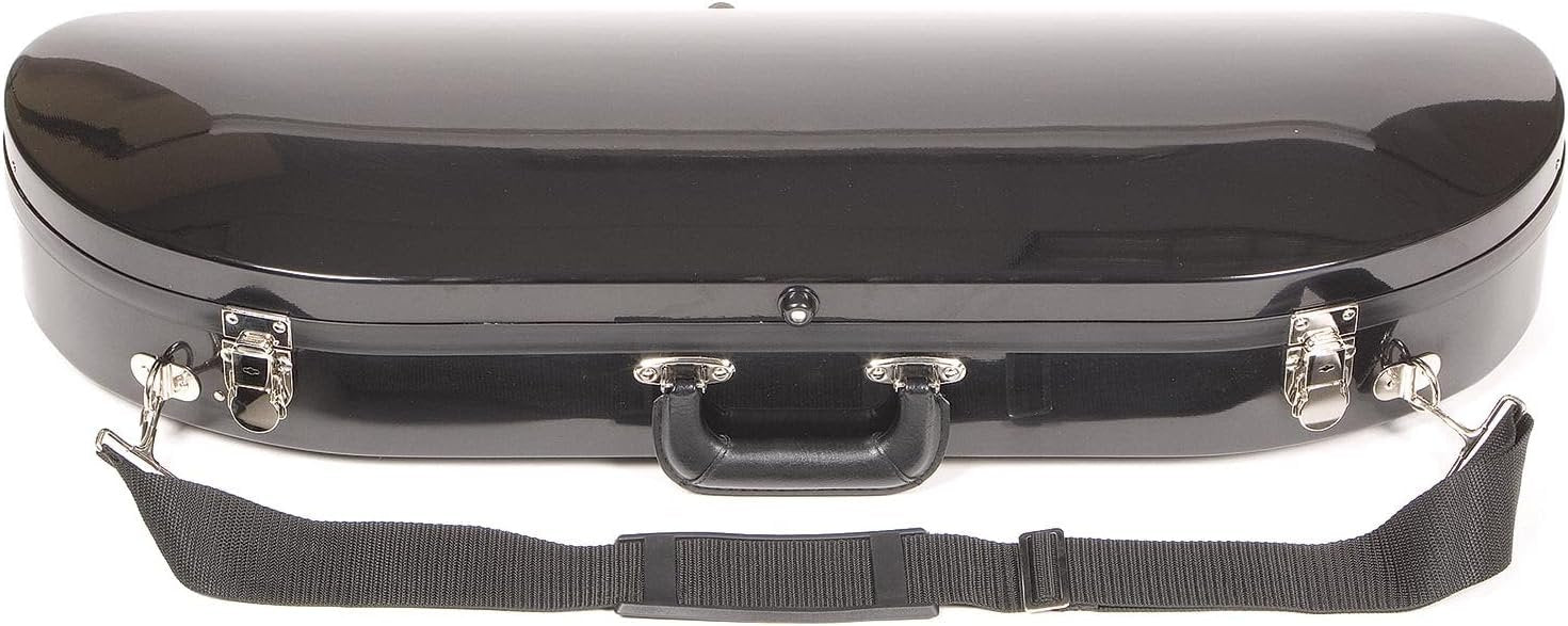 Bobelock 1047FV Black Fiberglass 4/4 Violin Case with Wine Velvet Interior and Protective Bag