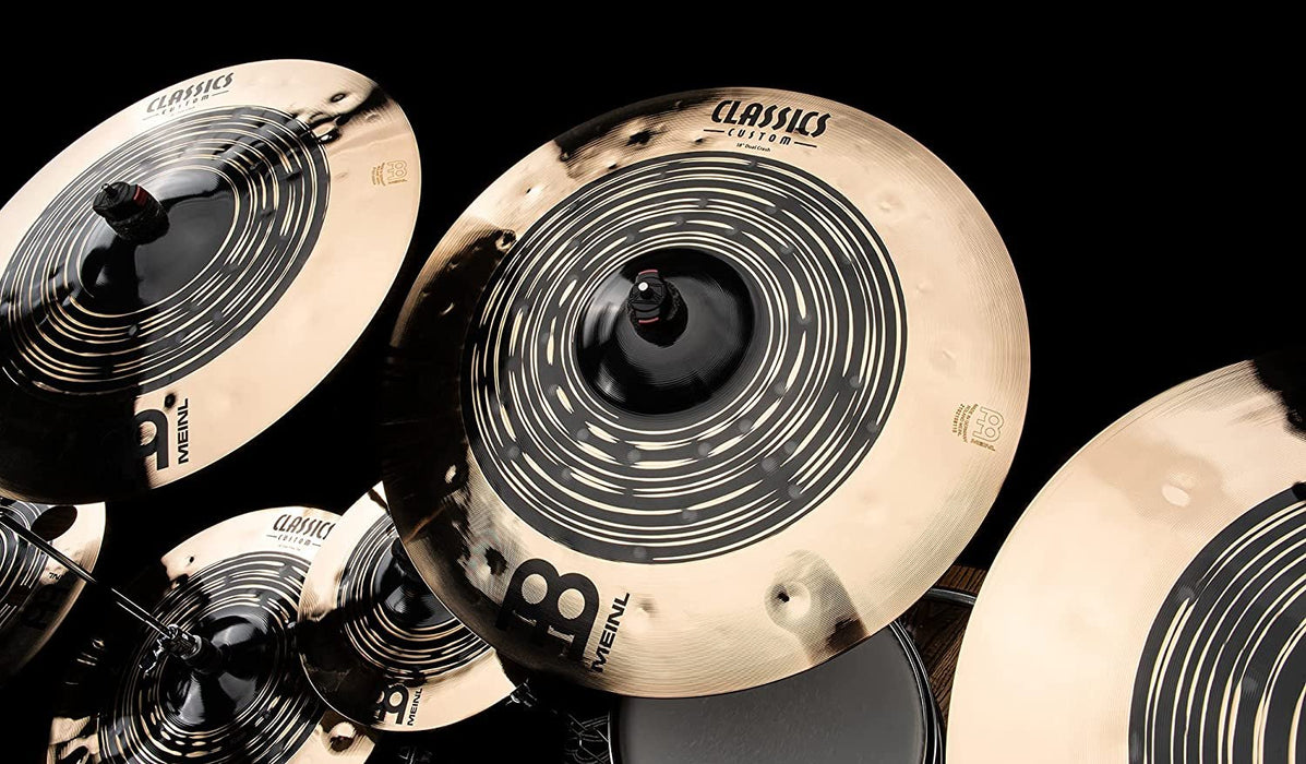 Meinl Cymbals Classics Custom Dual 18" Crash Cymbal, Dark and Brilliant Finish — Made in Germany — for Rock, Metal and Fusion, 2-Year Warranty, (CC18DUC)