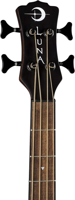 Luna Tribal 34" Scale Acoustic-Electric Bass Guitar, Tobacco Sunburst