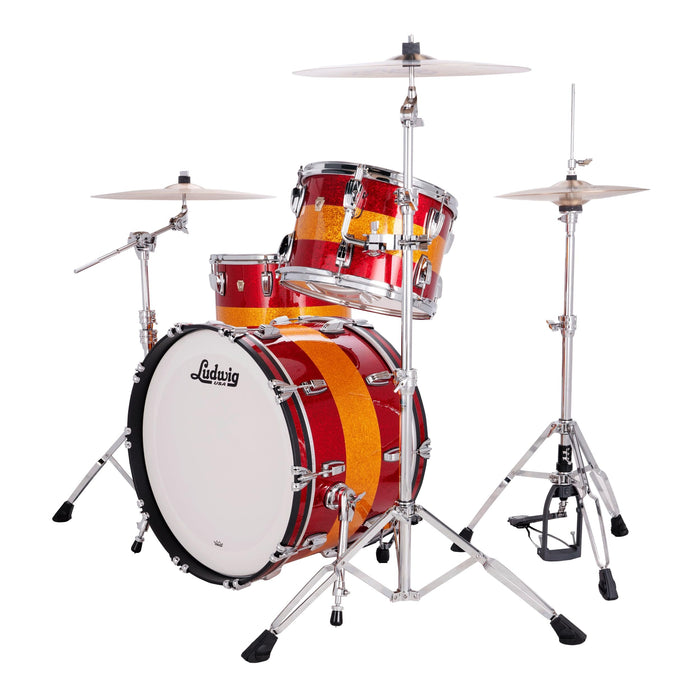 Ludwig Classic Maple Fab 3-piece Shell Pack - Red/Gold Tri-band