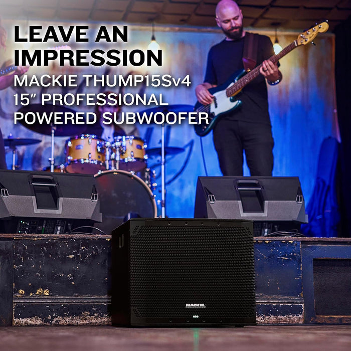 Mackie Thump15Sv4 15" Professional Powered Subwoofer feat. 132 dB SPL, 27 Hz Low Frequency, Selectable High Pass Modes, Phase Invert Switch, Built-in Carry Handles, Connect Any Loudspeakers, 1400W