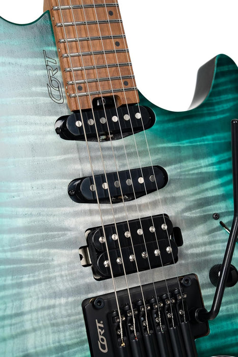 Cort SPACEG6TRSGLG Space G6TR Headless Electric Guitar Semi Gloss Lagoon