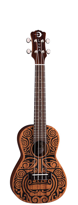 Luna Tribal Mahogany Soprano Ukulele, Satin Natural