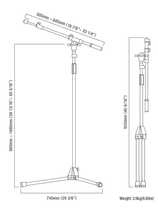 Tama Iron Works Tour MS456BK - Telescoping Boom Mic Stand