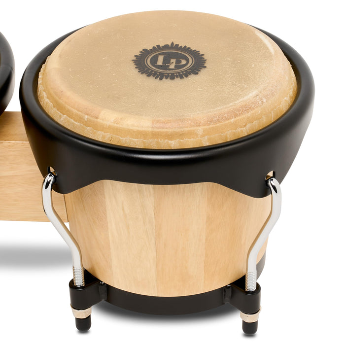Latin Percussion LP601NYII City II Series Bongo Set with Double Stand 7” & 8” Natural