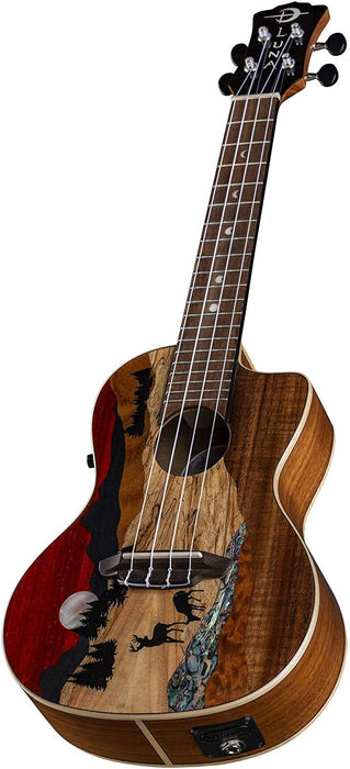 Luna Guitars Vista Deer, 4-String Concert Acoustic/Electric Ukulele, Right (UKEVISTADEERC)