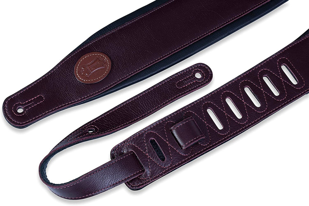 Levy's Leathers 3" Signature Series Leather Guitar Strap with Foam Padding and Leather Backing; Burgundy (MSS2-BRG)