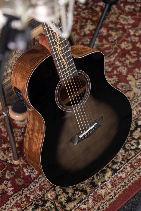 Washburn VITE S9V Bella Tono Studio Cutaway Acoustic Electric Guitar, Gloss Charcoal Burst (BTS9VCECH-D-U)