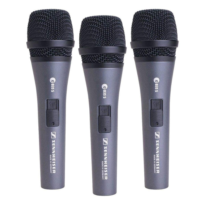 Sennheiser E 835-S Live Vocal Microphone with On Off Switch - 3-Pack, Black (3-PACK-E835-S-U)