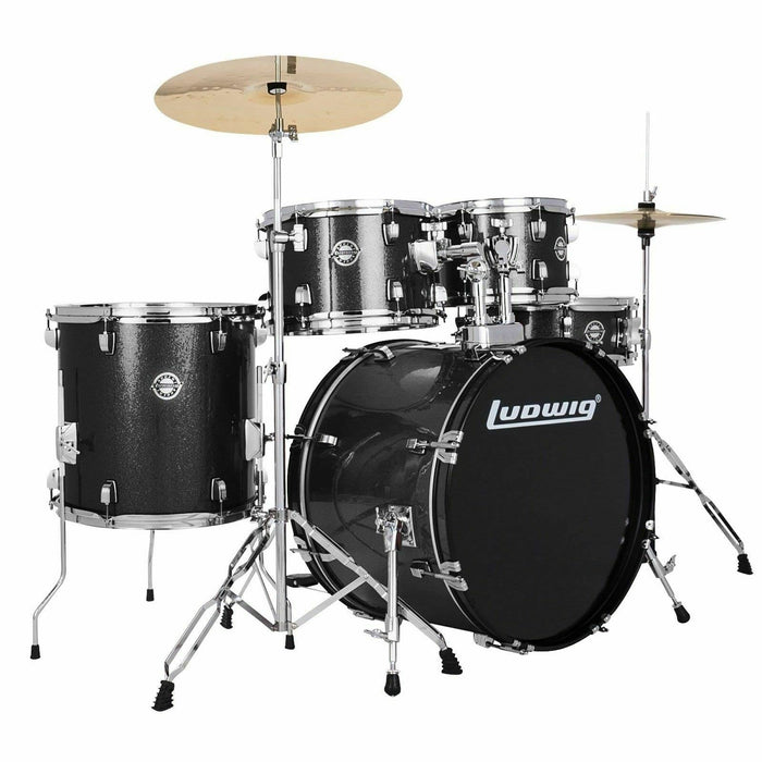 Ludwig 5 Piece Accent Drive Complete Drum Package with Cymbals (Black)