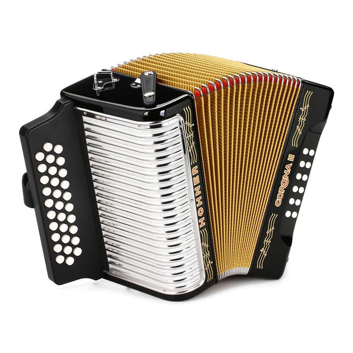 Hohner 3500GB Corona II Diatonic Accordion (GCF Keys, Jet Black)