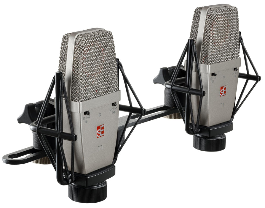 sE Electronics Factory Matched Pair of T1 Large Diaphragm Condenser Microphones w/Mounting and Case (SE-T1-PAIR-U)