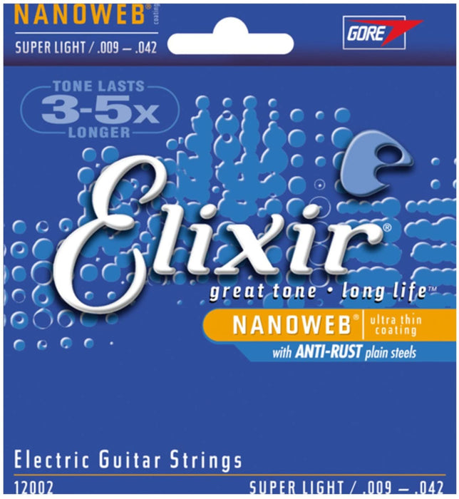 6 Sets of Elixir 12002 Super Light Electric Strings (9-42) (Nanoweb)