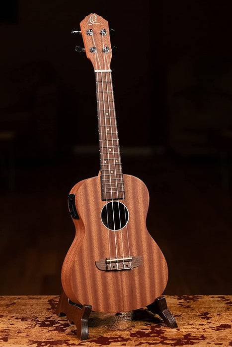 Ortega Guitars, 4-String Timber Series Concert Acoustic-Electric Ukulele w/Bag, Right (RFU11SE)