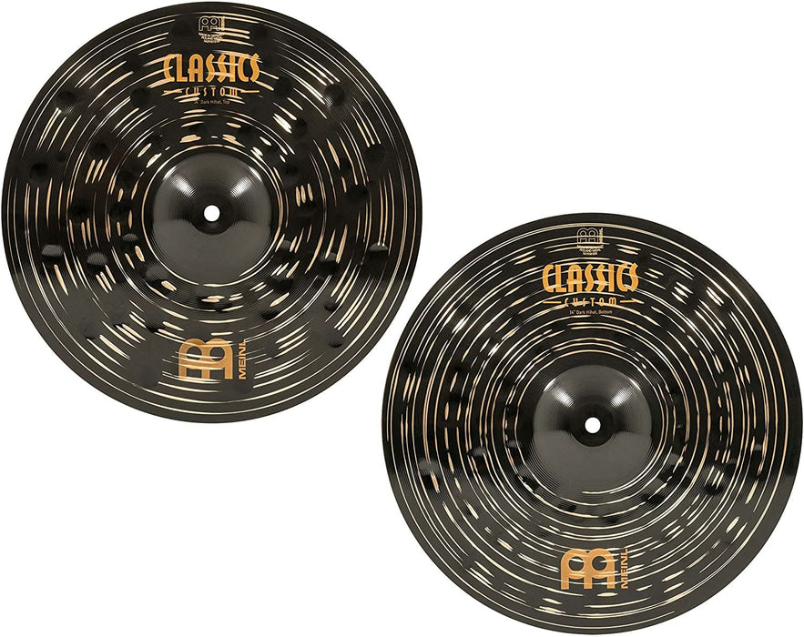 Meinl 14" Hihat (Hi Hat) Cymbal Pair - Classics Custom Dark - Made in Germany, 2-YEAR WARRANTY (CC14DAH)