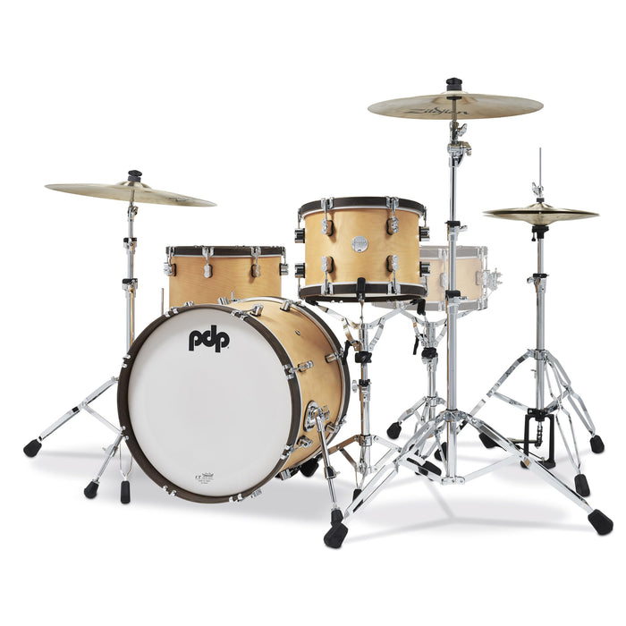 PDP Concept Classic 3 Pc Shell Pack with 20" Kick Natural Finish with Walnut Hoops
