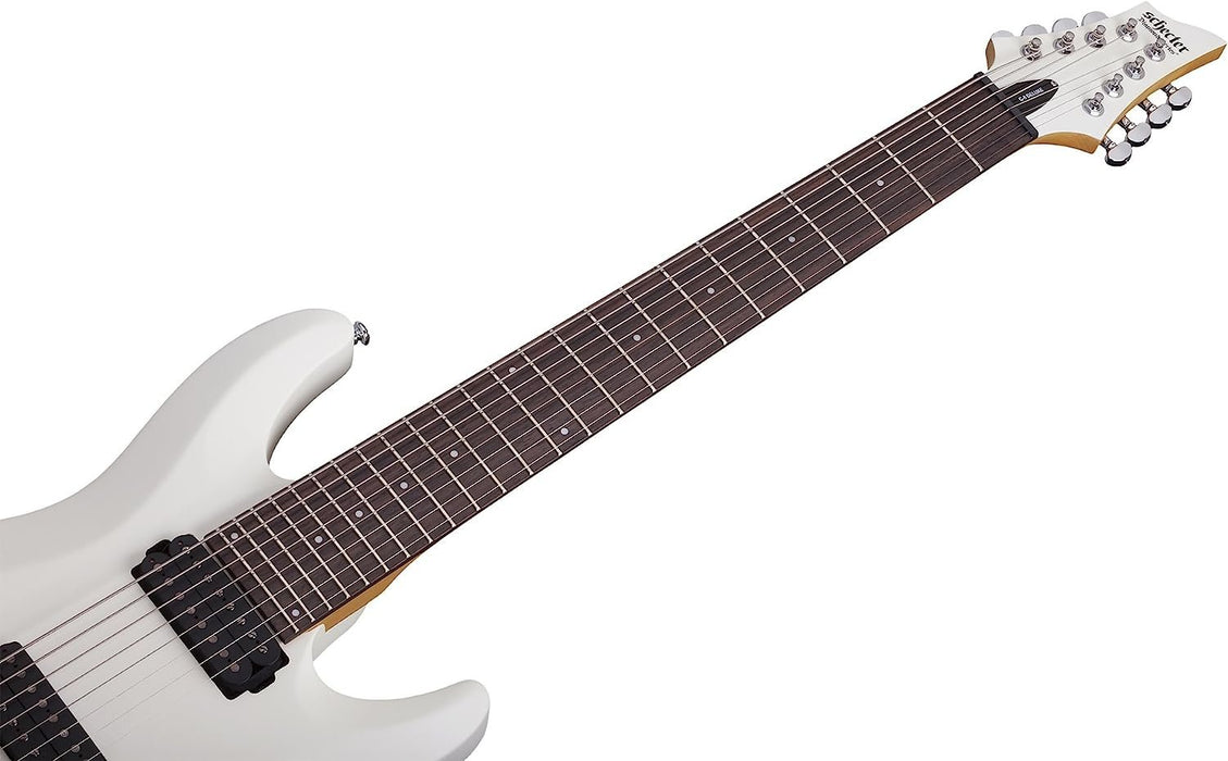 Schecter C-8 DELUXE Satin White 8-String Solid-Body Electric Guitar, Satin White