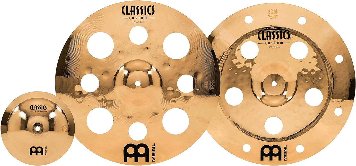 Meinl Cymbals Cymbal Set Box Effects Pack with 16” Trash Crash and China Plus Free 8” Bell – Classics Custom Brilliant – Made in Germany, Two-Year Warranty (CCFX-B)