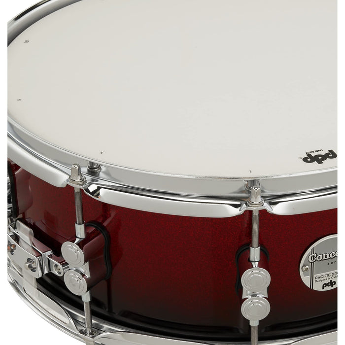 PDP Concept Maple 5.5x14 Red to Black Fade Lacquer Snare (PDCM5514SSRB)