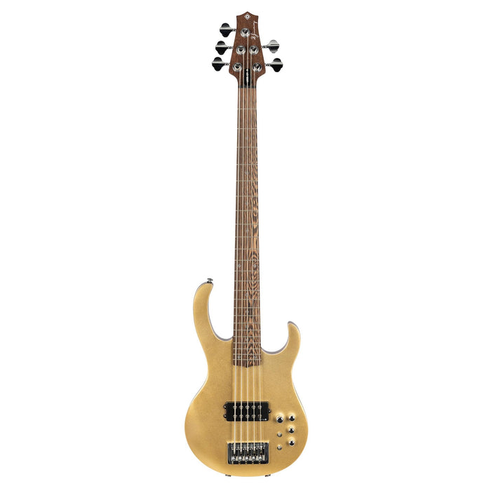 H. Jimenez 5 String Glossy Gold Top Bass Guitar With Deluxe Padded Gig Bag (LBS5-GT)