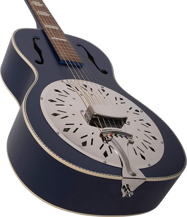 Recording King 6 String Resonator Guitar, Right, Wabash Blue (RPH-R2-MBL)