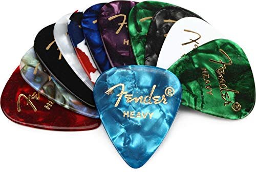 Fender Classic Celluloid Guitar Picks 351 Shape, Color Medley, Heavy, 12-Pack