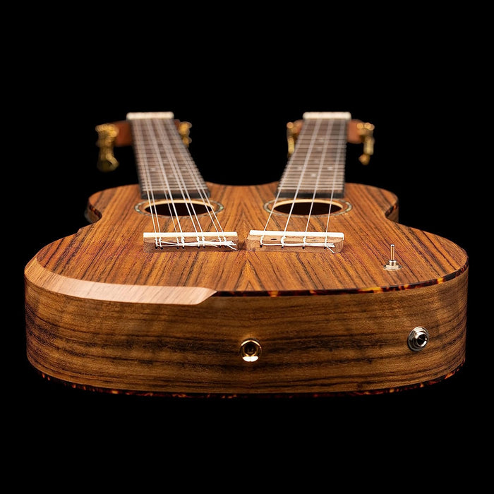 Ortega Guitars Custom Built Series Double Neck 4 & 8 String Tenor Acoustic-Electric Ukulele w/Bag, Right (Hydra)