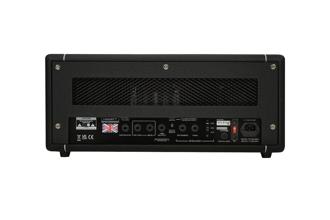 Hiwatt TB40/20 Head 2-Channel Electric Guitar Amplifier, 40/20W with Spring Reverb, 4 x EL84 Tubes