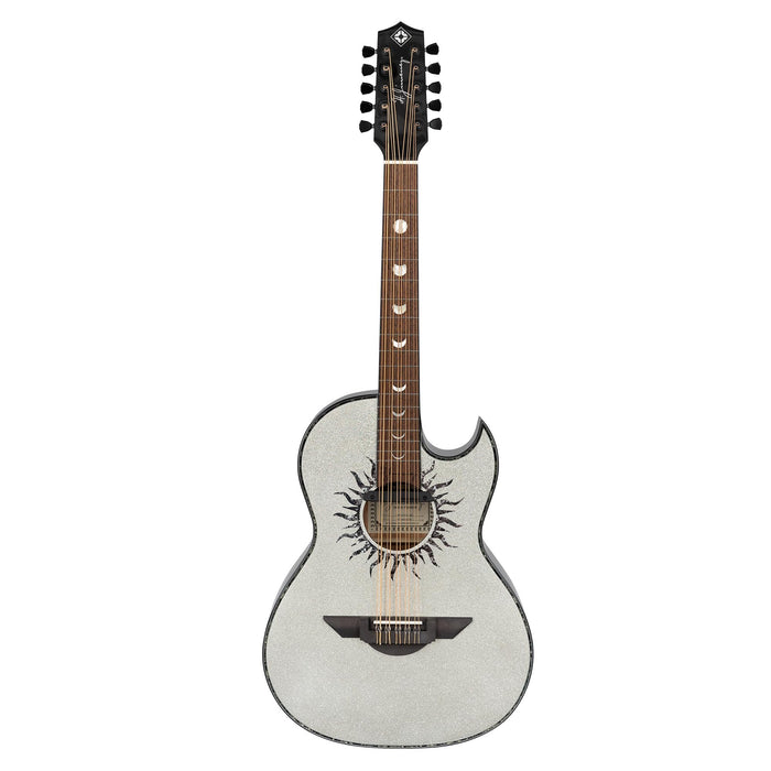 H. Jimenez Glossy Silver Sparkle Painted Top Bajo Quinto Cutaway Electric w/ Hard Wood Case (LBQ1GXE-MD)