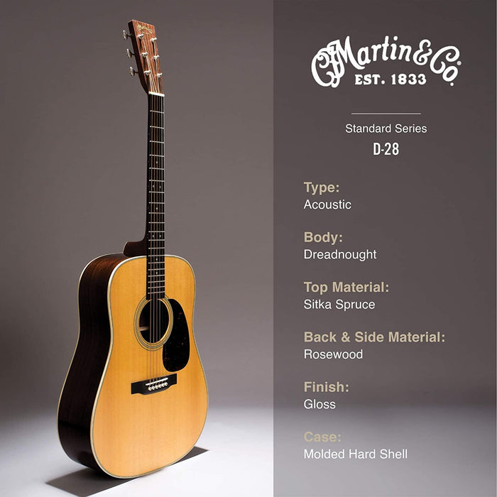 Martin 2017 D-28 Dreadnought Acoustic Guitar Natural