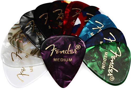 Fender Classic Celluloid Guitar Picks 351 Shape, Color Medley, Heavy, 12-Pack