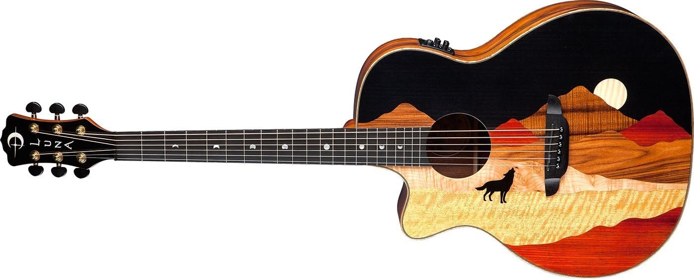 Luna Tropical Wood Lefty Acoustic/Electric Guitar with Case (VISTA WOLF L)